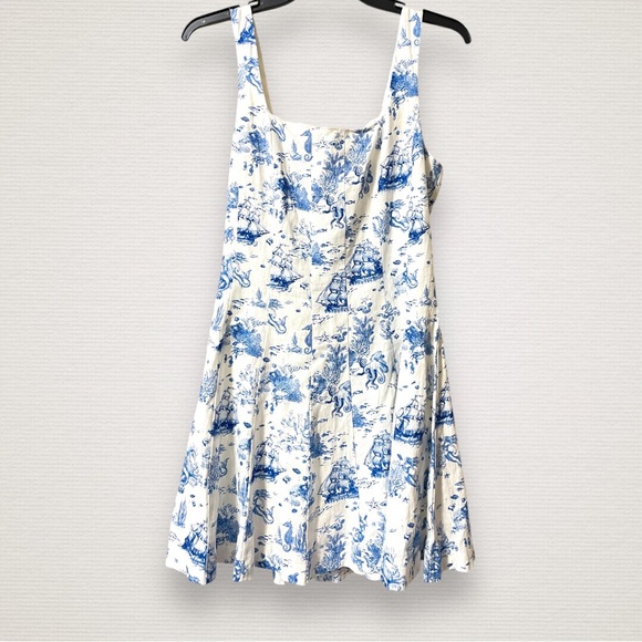 Avec Les Filles Toile-Print Linen-Blend Fit & Flare Dress - Picture 2 of 3